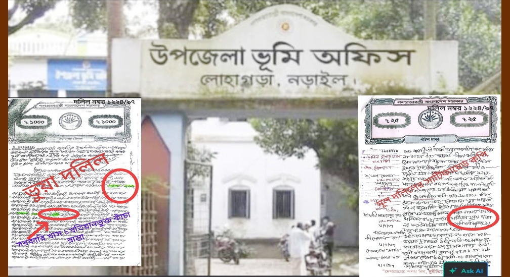 নড়াইলের লোহাগড়ায় জাল দলিলে নামজারি ভূমি অফিসের নায়েবদের ভয়াবহ জালিয়াতি